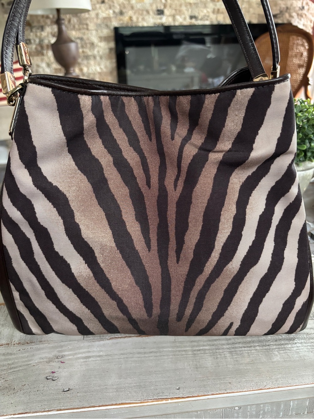 Coach Madison Zebra Print Small Phoebe Shoulder Bag - Picture 2 of 14